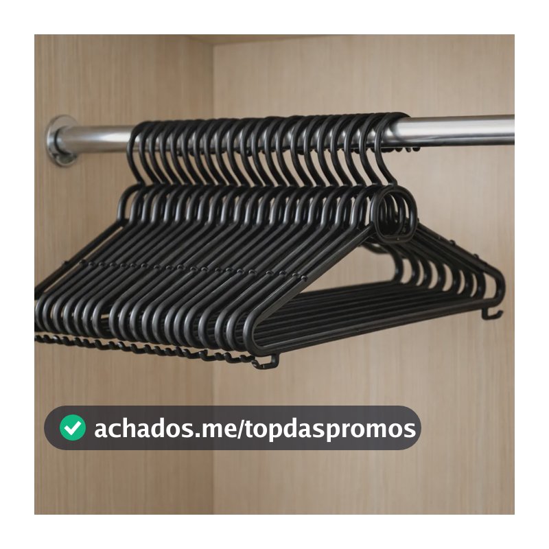 Kit Cabides Para Roupas Adulto Preto De Plástico - 50 Cabide Preto