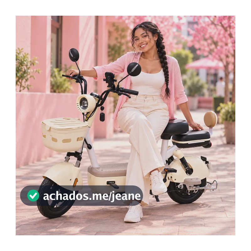 Bicicleta Eletrica Scooter 1000w Bike 50km Baterias De Litio Bege 15010535cm