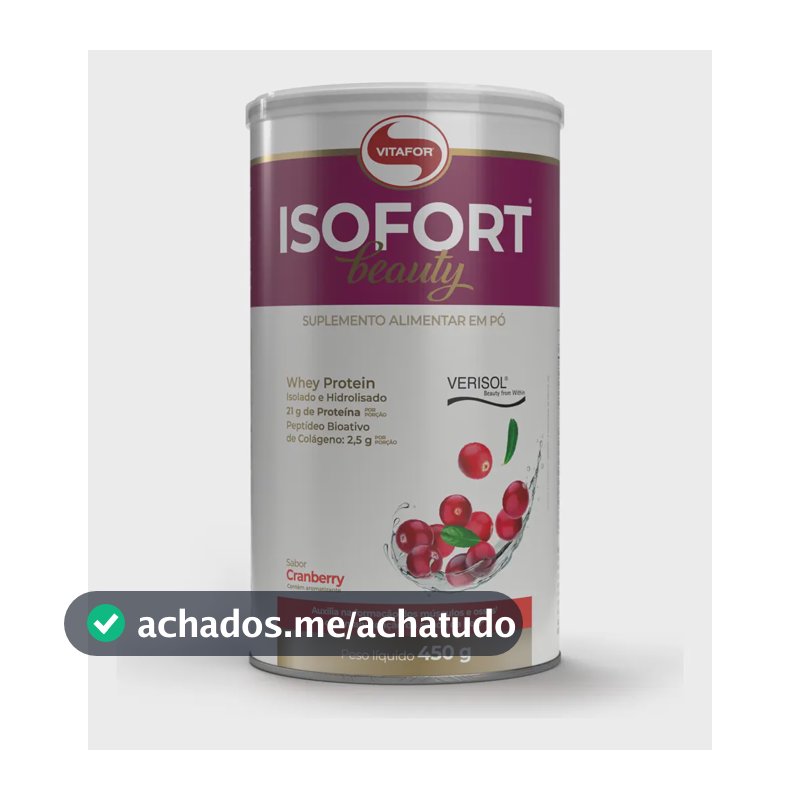 Whey Protein Vitafor Isofort Beauty Isolado e Hidrolisado Cranberry 450 g