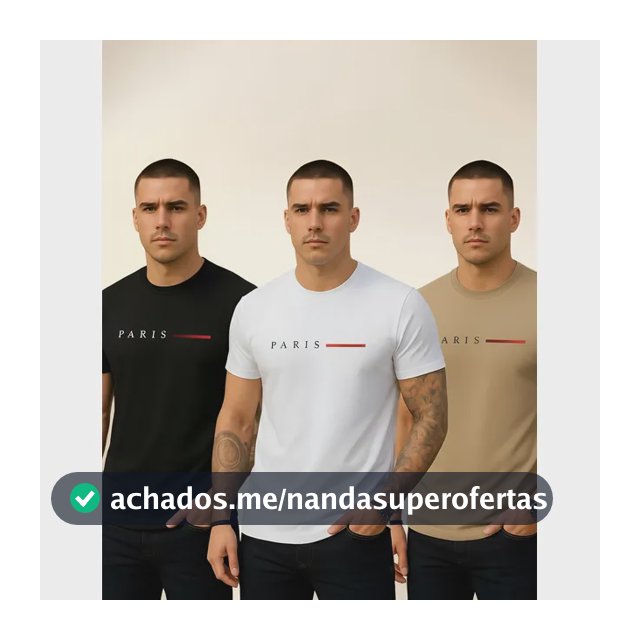 Kit 3 Camisetas Paris Masculinas Luxo Camisa Algodão Premium