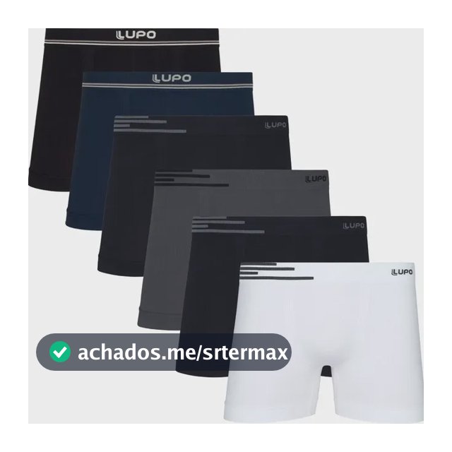 Kit 6 Cuecas Lupo Boxer Box Sem Costura Basic Microfibra