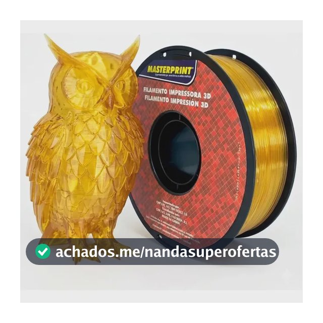 Filamento De Impressora 3d Petg 1,75mm 1kg Preto Masterprint Cor Amarelo Translúcido