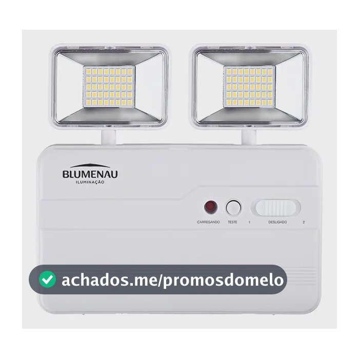 Blumenau Iluminação 40012224 luminária de emergência 2200 lumens led com bateria recarregável 10 w branca bivolt