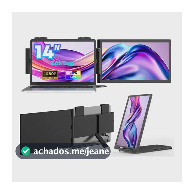 Monitor Portátil ZokTop 14" Full HD IPS com USB-C e HDMI para Notebook Gamer