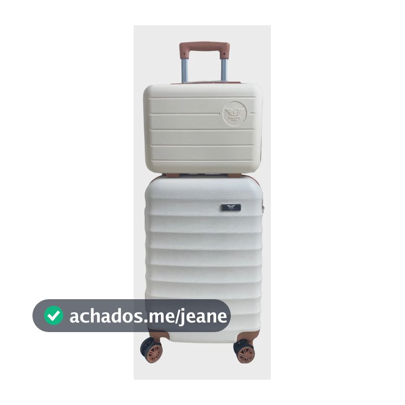 Kit Bolsa Mala Viagem Frasqueira Tam Médio C/rodinha P/10kg Cor Branco Falcão