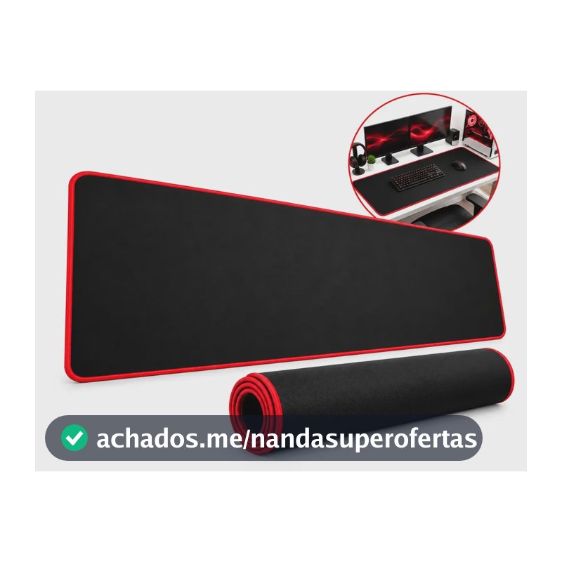 Mouse Pad Gamer Grande DeskPad 80x30cm Speed Profissional Base Antiderrapante Borda Costurada Premium para Teclado Mouse Setup Gamer e Escritório