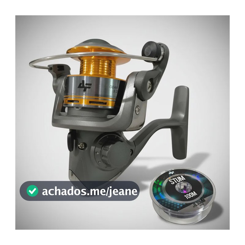 Molinete Pesca Carretel Aluminio 3 Rolamentos Com Linha Fume Grafite Direito/esquerdo