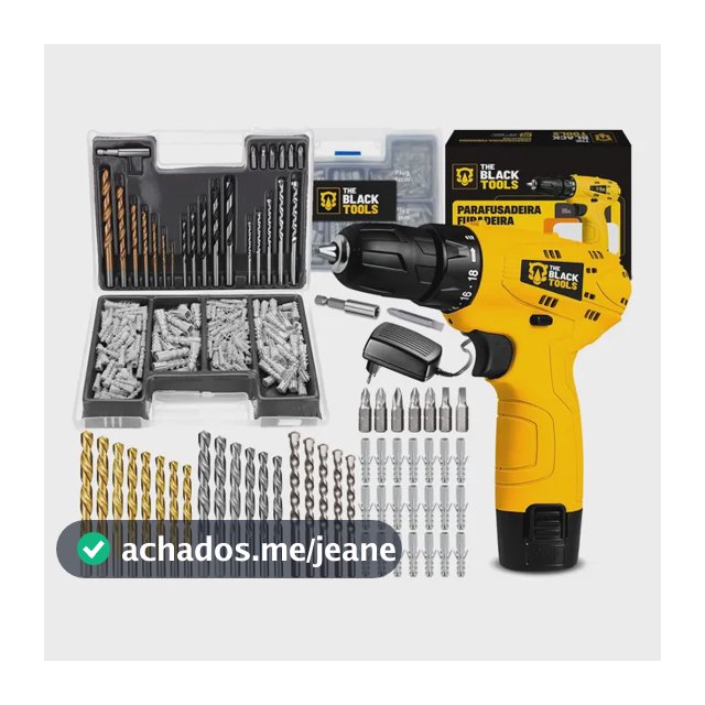 Parafusadeira Furadeira 3/8 A Bateria Tb12a The Black Tools Jogo Brocas E Buchas 300 Peças