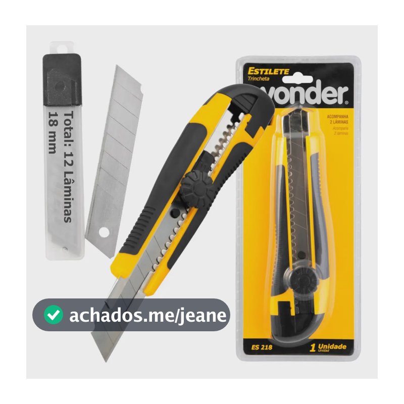 Jogo de estilete Profissional com trava 12 lâminas 18mm embo Vonder ES 218