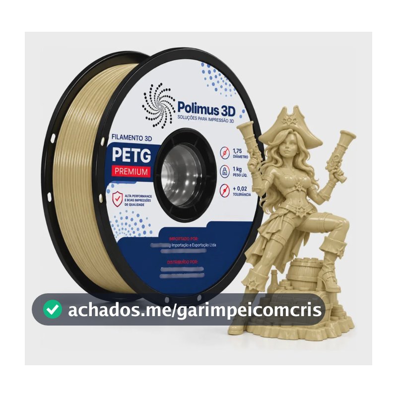 Filamento De Impressora 3D PETG Cor BEGE 1kg Polimus 3D Brilho Premium Para Imprimir Peças 3D Impressão 3D Modelagem Miniaturas Enfeites e Projetos