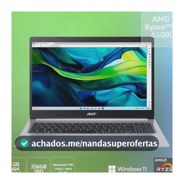 Notebook Acer Aspire 5 A515-45-R5AT AMD Ryzen 5 5500U 15.6"AMD Radeon Graphics 256GB SDD 8GB RAM Windows 11