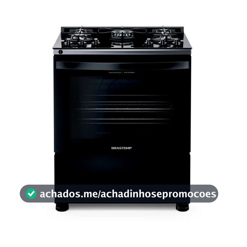 Fogão Brastemp BFS5VCE 5 Bocas Preto Com Mesa de Vidro e Turbo Chama