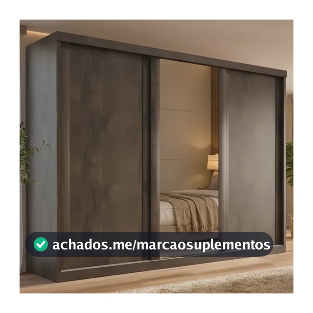 Guarda Roupa Casal Sevilha 3 Portas Corre 6 Gav C/ Espelho
