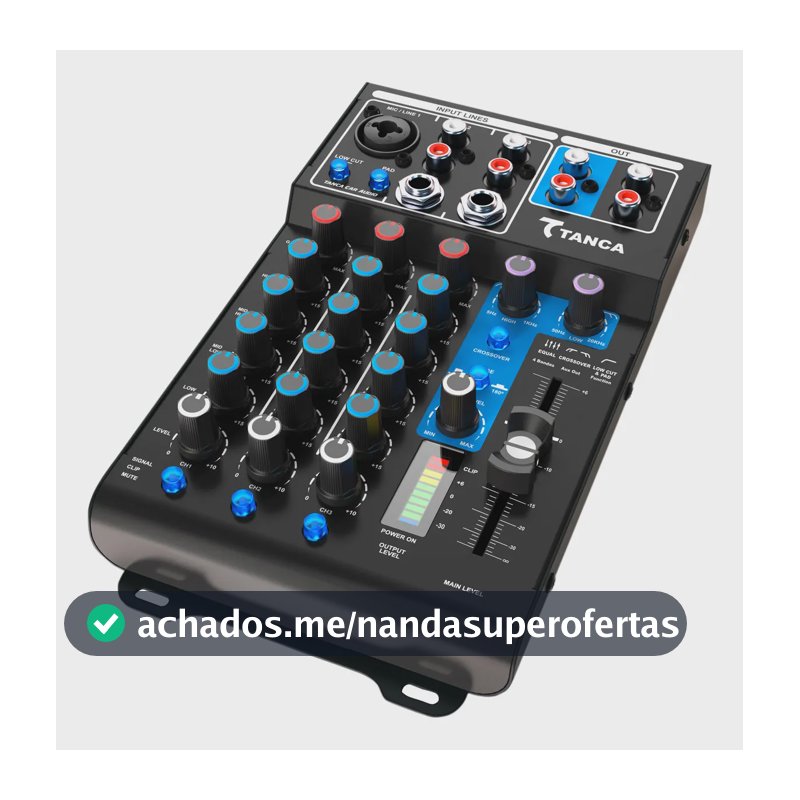 Mesa De Som Automotivo Tanca 3 Canais Com Usb Charger Preto