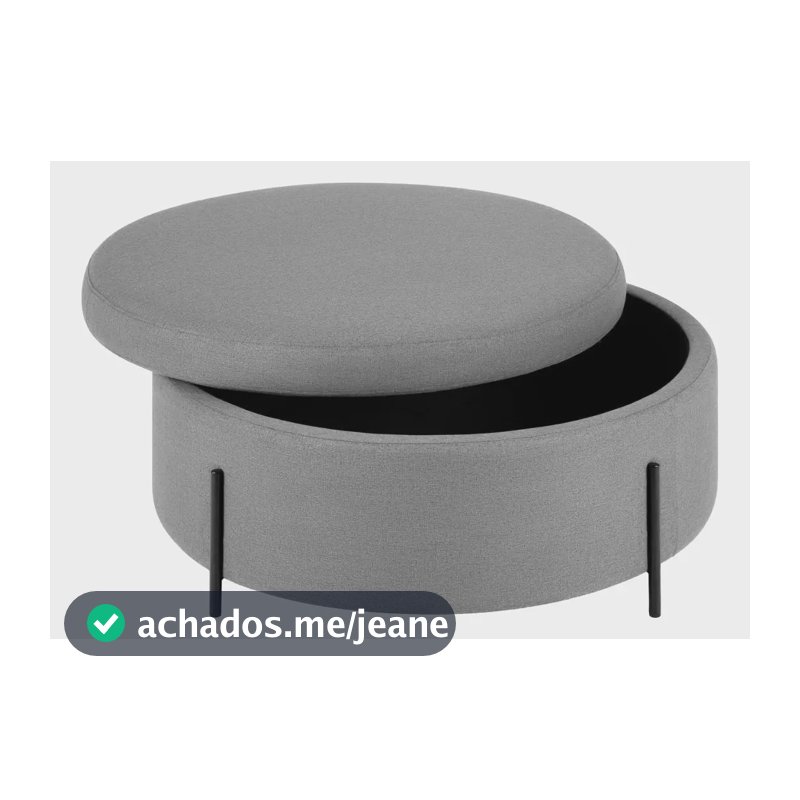 Puff Baú Linho 60cm Com Pés De Metal Prohal Interiores Cinza