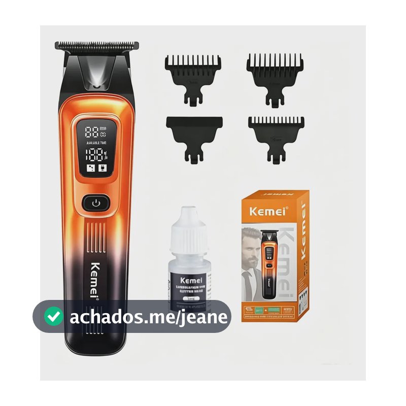 Máquina De Acabamento Kemei Sem Fio Com Motor Potente Para Cortar Cabelo,pelos E Barba,com Pentes E Lâmina Impermeável, Bivolt/220g,ideal Para Uso Domestico/viagem-km-037 Laranja 127/220v