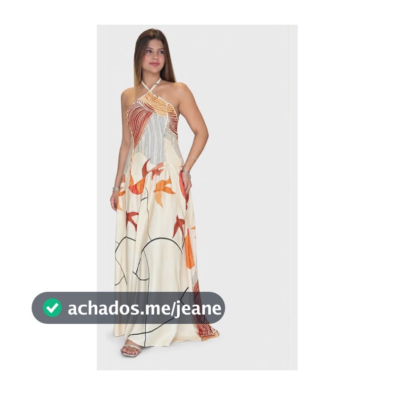 Vestido Longo Estampado Frente Única Com Amarração 3450 Bege Estampa Un