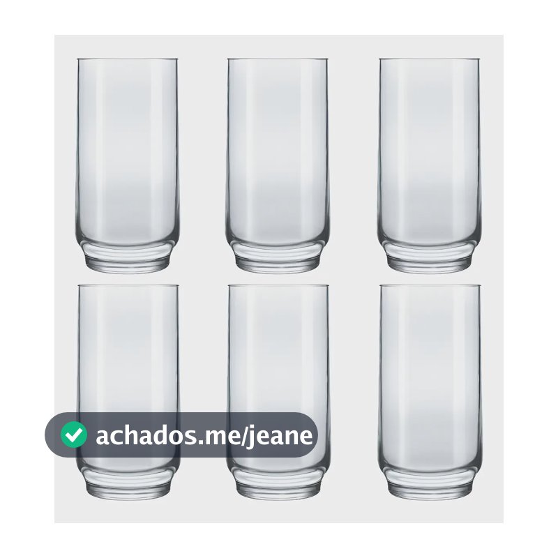 Jogo 6 Copos Água Lights Nadir 420ml Vidro Suco Refrigerante Uso Diário Longo