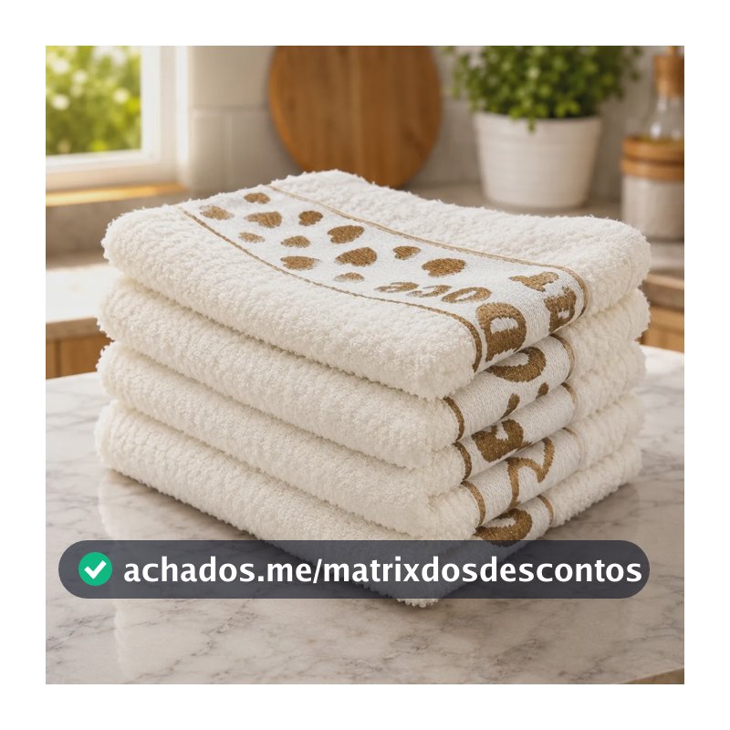 Kit 4 Pano Prato Atoalhado Com Frase 100% Algodão Sortido