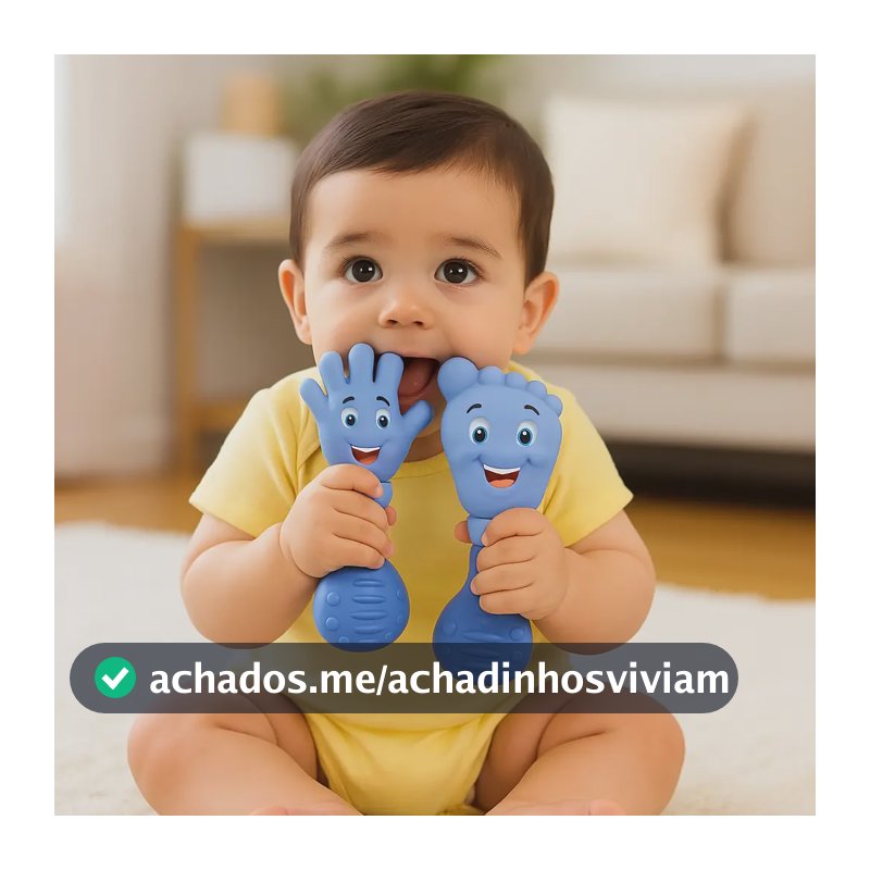 Kit Mordedor Mãozinha E Pezinho Para Gengiva Bebê Azul Mãozinha E Pezinho