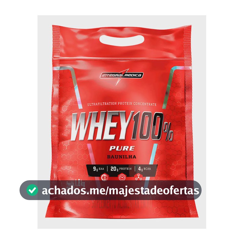 Whey 100% Pure 1,8kg Refil Integralmedica Sabor Baunilha