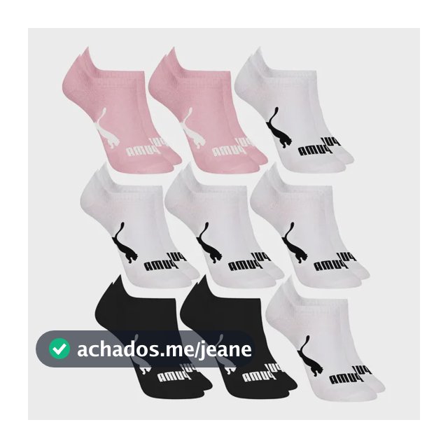 Kit 9 Pares Meias Invisível Puma Sapatilha Soquete Original