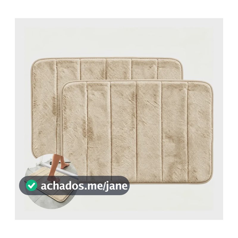 Kit 2 Tapetes Felpudos Banheiro Antiderrapantes 60x40cm Marrom Geométrico