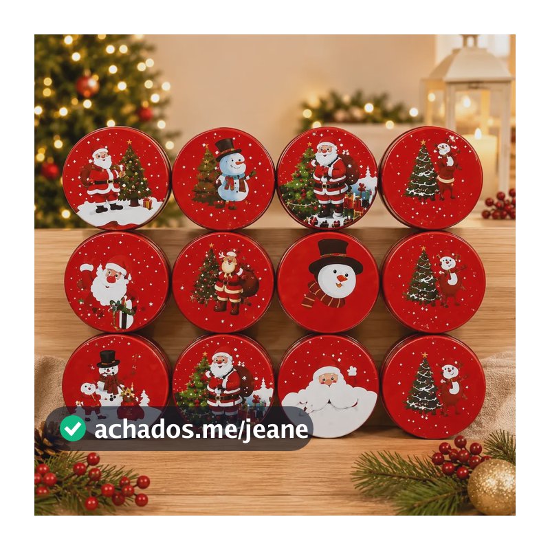 12 Lata Natal Vermelho Decorativo Arvore Festão Caixa Doces Vermelho