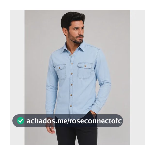 Camisa Jeans Masculina Social Slim Manga Longa Jeans Claro G