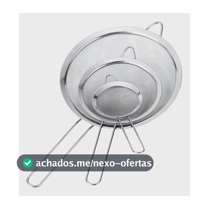 Jogo 3 Peneiras P M G Em Casa Tem Aço Inox Luxo Utensílios De Cozinha