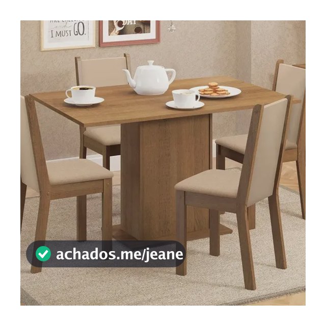 Sala De Jantar Madesa Talita Mesa Tampo Madeira 4 Cadeiras Cor Rustic/Crema/Pérola Desenho do tecido das cadeiras Liso