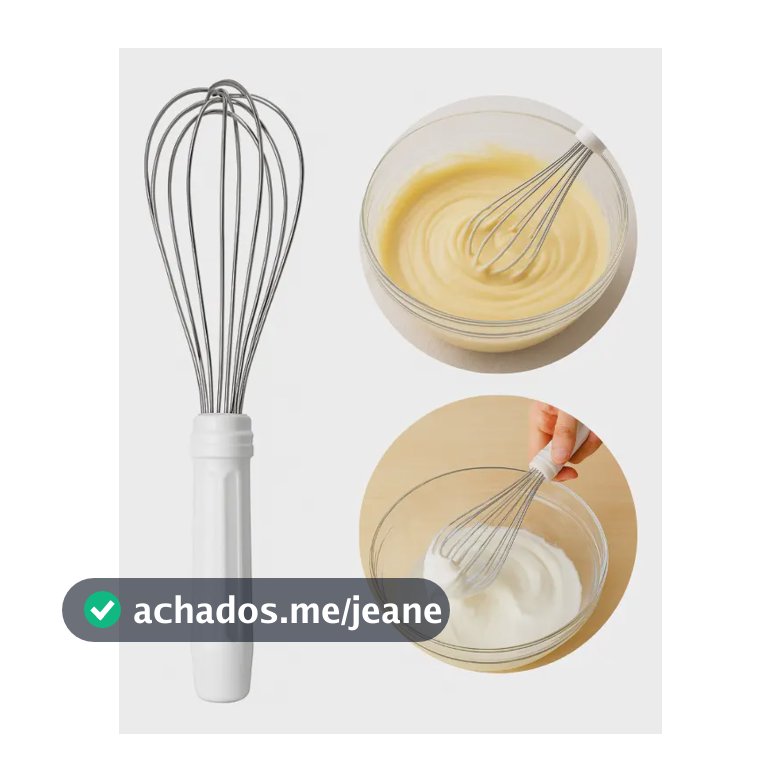 Batedor Fouet Inox Profissional 25cm Branco Caparroz - Creme, Clara