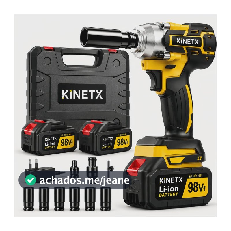 Chave Impacto Kinetx 880nm Brushless 21v+2 Bat Kit Completo Amarelo 127/220v