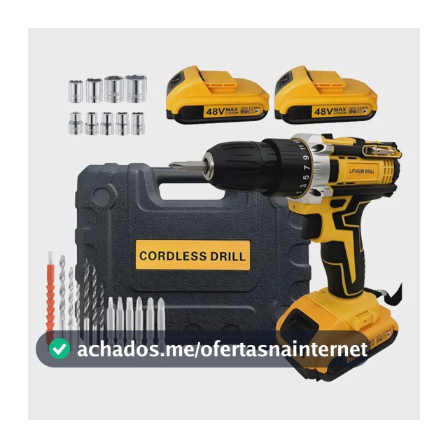 Furadeira Parafusadeira 48v Lítio Sem Fio, Maleta E Acessóri