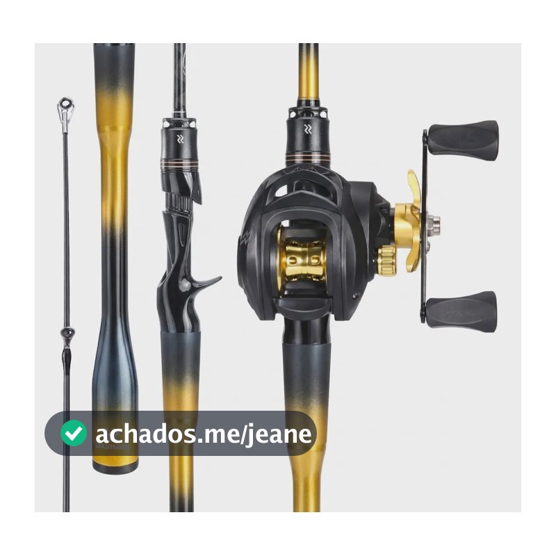 Kit De Pesca Vara 1.80m 6-12lbs + Carretilha 7.2:1 Drag 10kg Dourado Direito