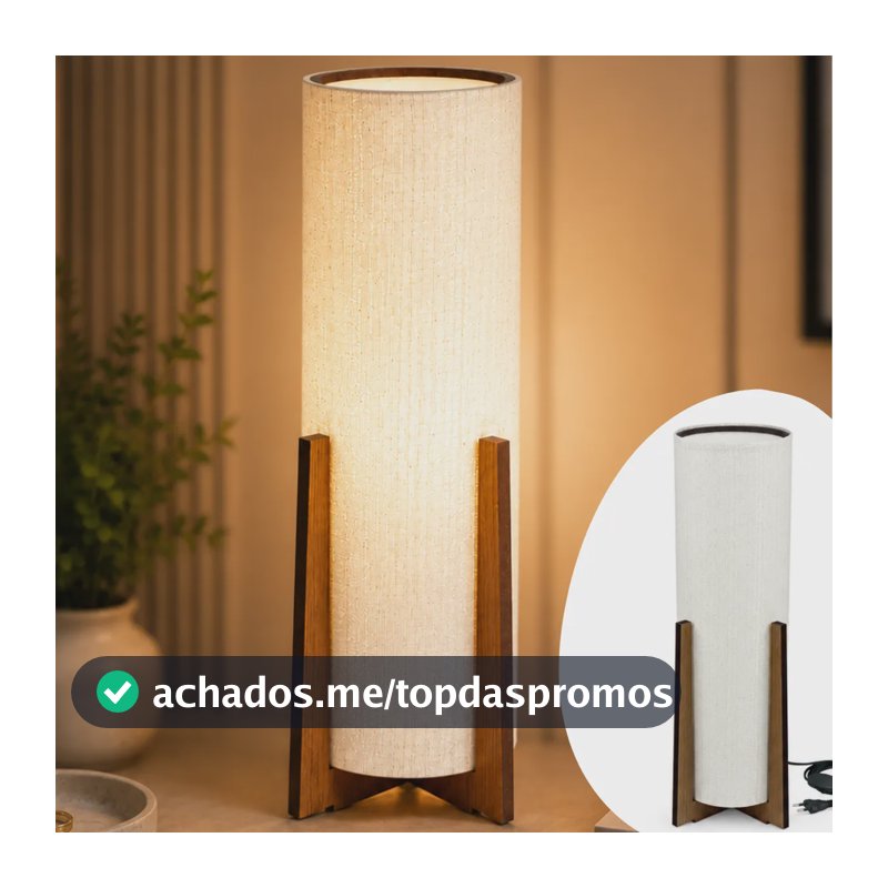 Luminária Abajur Atlas Chão Quarto  De Madeira Mdf Imbuia Cru Imbúia