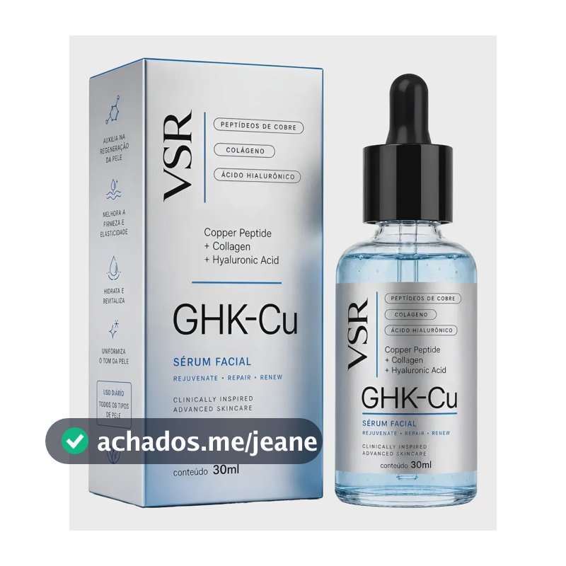 Sérum Facial GHK-Cu Peptídeos de Cobre Ácido Hialurônico 30ml