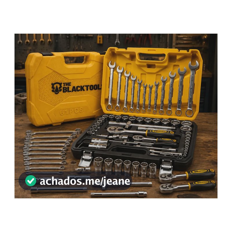 Kit Jogo De Soquetes 61 Peças Aço Crv Conjuntos 1/4 E 1/2