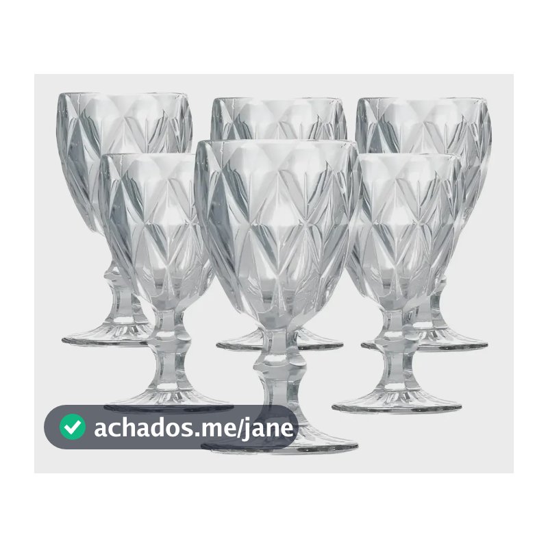 Jogo 6 Taças de Cristal 340ml Diamond Transparente vidro