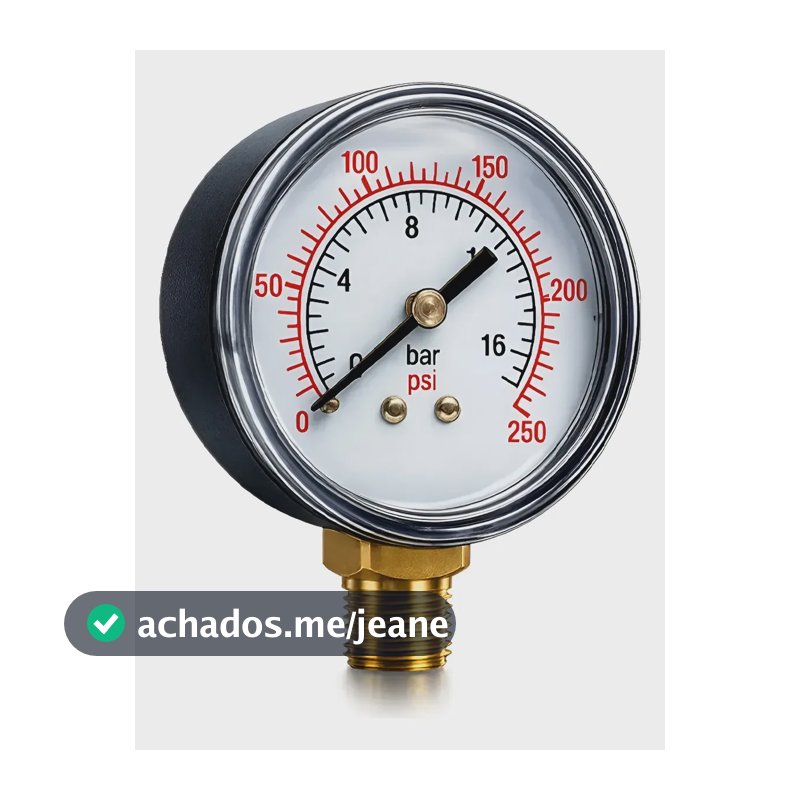 Manômetro Pressão Vertical Rosca 1/4 Relogio Marcador Lbs P/ Compressor 230 Psi