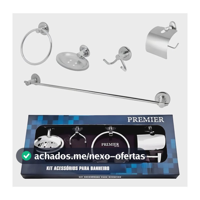 Kit Acessórios Para Banheiro Aço Inox 5 Peças