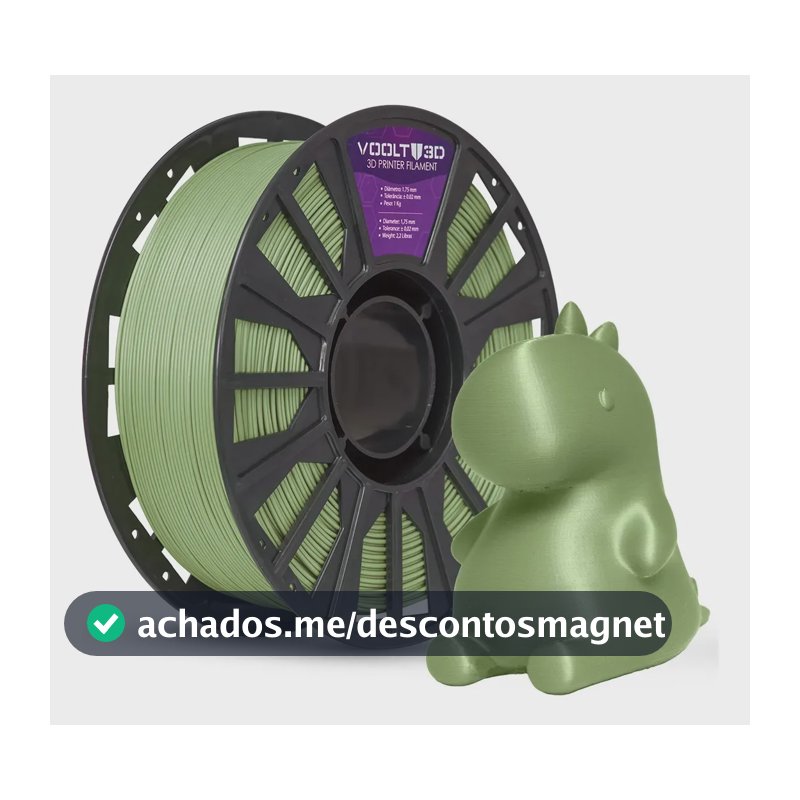 Filamento Pla Verde Oliva Musgo Velvet 1Kg Voolt3D Aveludado Produto Brasileiro Peças Impressas