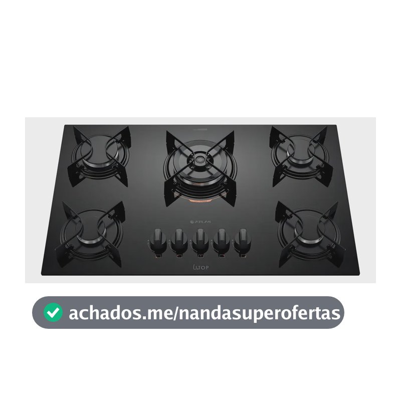 Cooktop 5 Bocas Preto Mesa De Vidro Atlas U Top