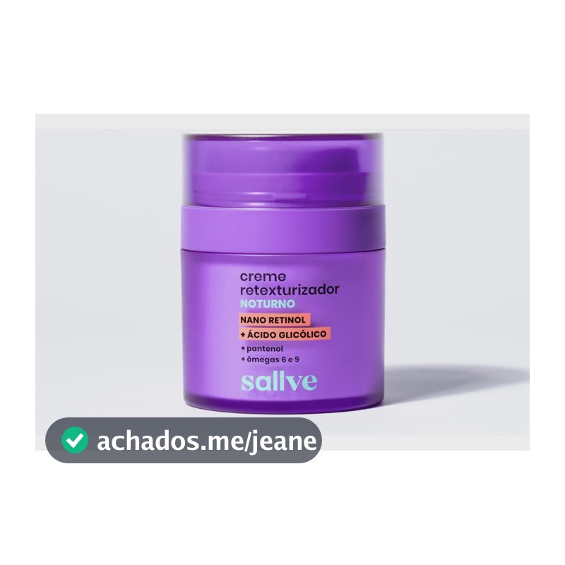 Cuidado Facial Creme Retexturizador Noturno 30g Sallve Noite