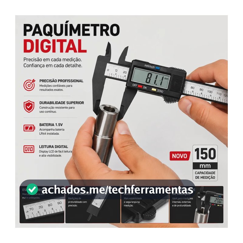Paquímetro Digital Eletrônico Caliper De Fibra Carbono 150mm Alta Precisão Ferramenta De Medição Profissional