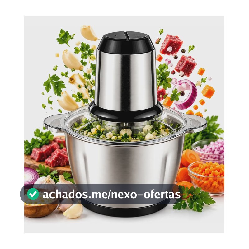 Processador Elétrico Triturador Inox Para Carne Potente 2l Inox 220v