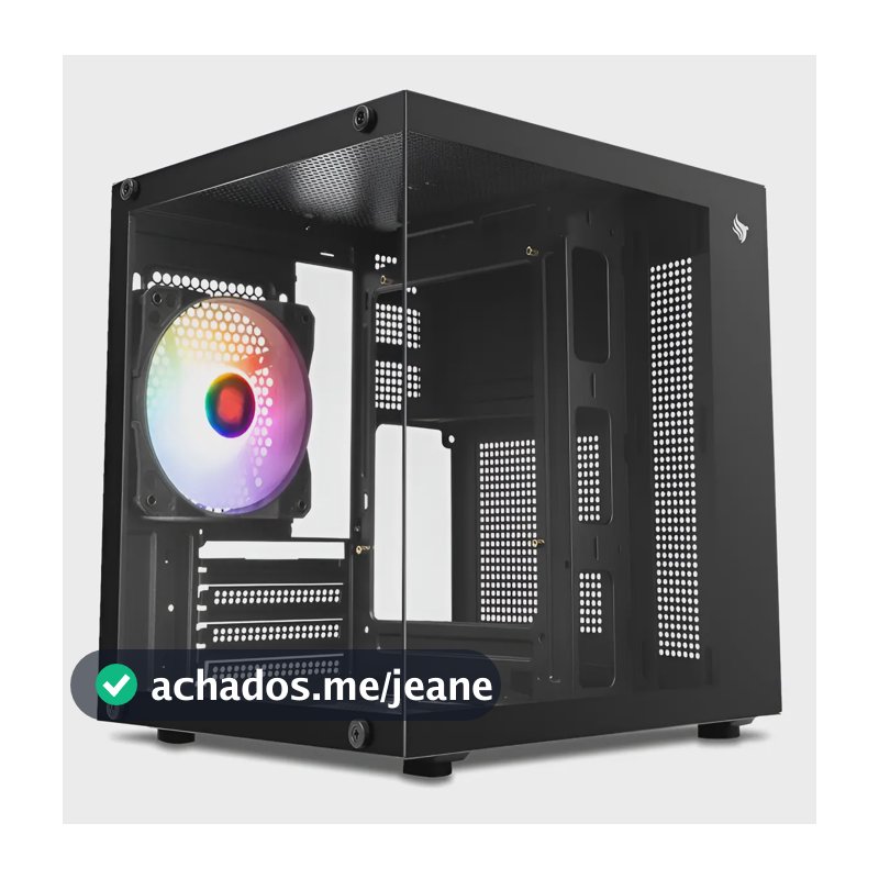 Gabinete Gamer Pichau Atom, Mini-Tower, Lateral de Vidro, Com 1 Fan, Preto
