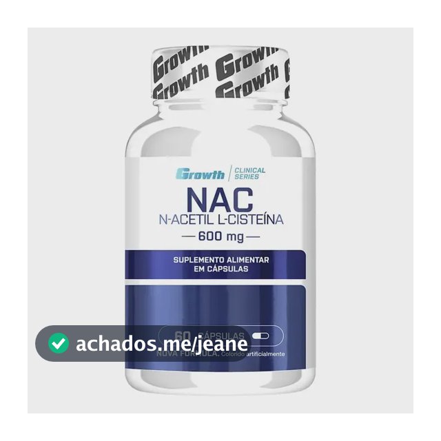(nac) N-acetil L-cisteina 60 Cápsulas Growth Supplements Sem Sabor