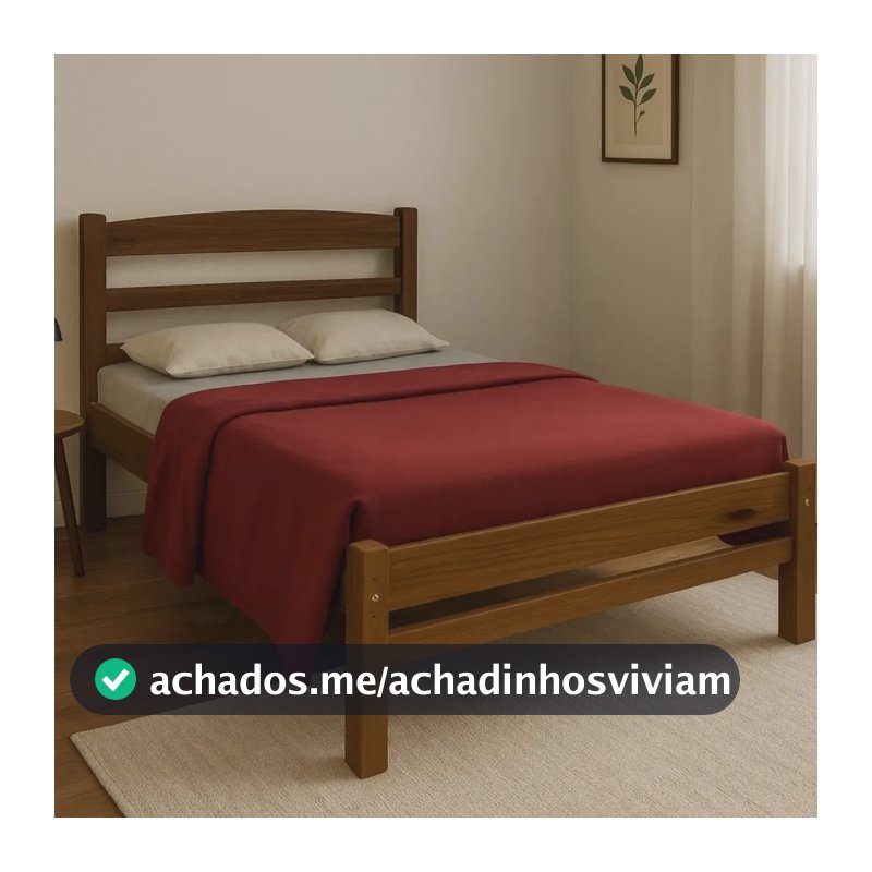 Cama De Casal Madeira Maciça Cor Imbuia