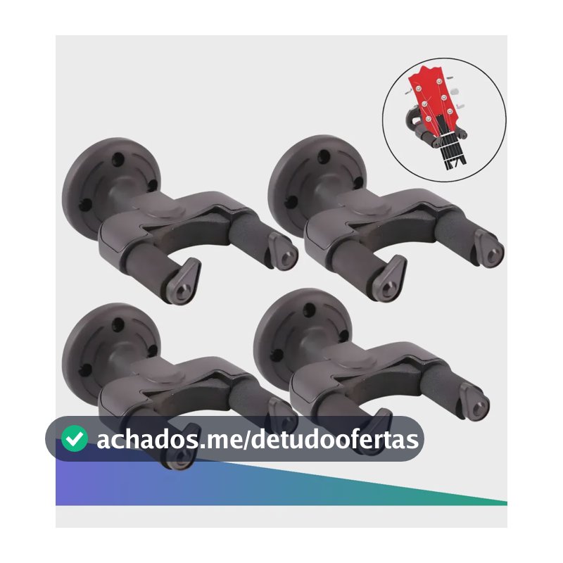 Kit 4 Suporte Pendurar Violão Guitarra Baixo Violino Parede Preto